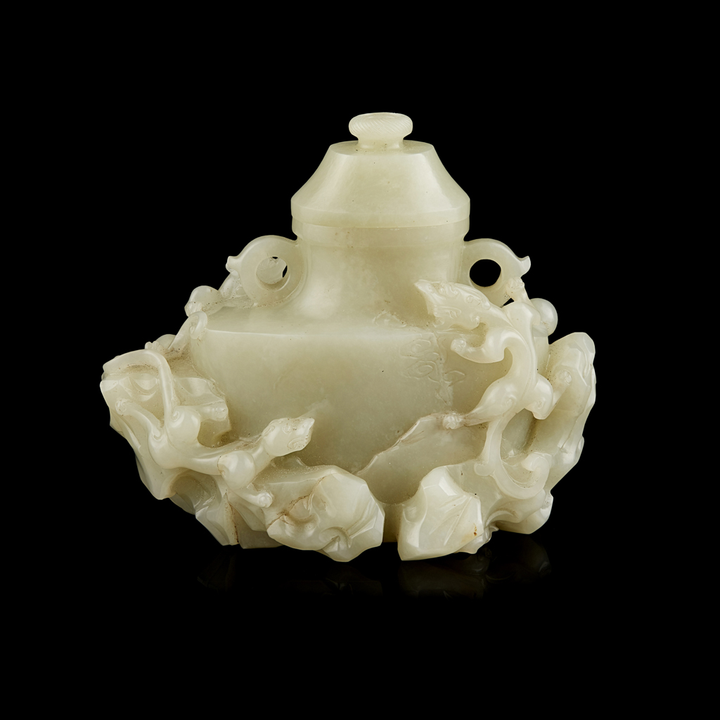 CELADON JADE VASE AND COVER
