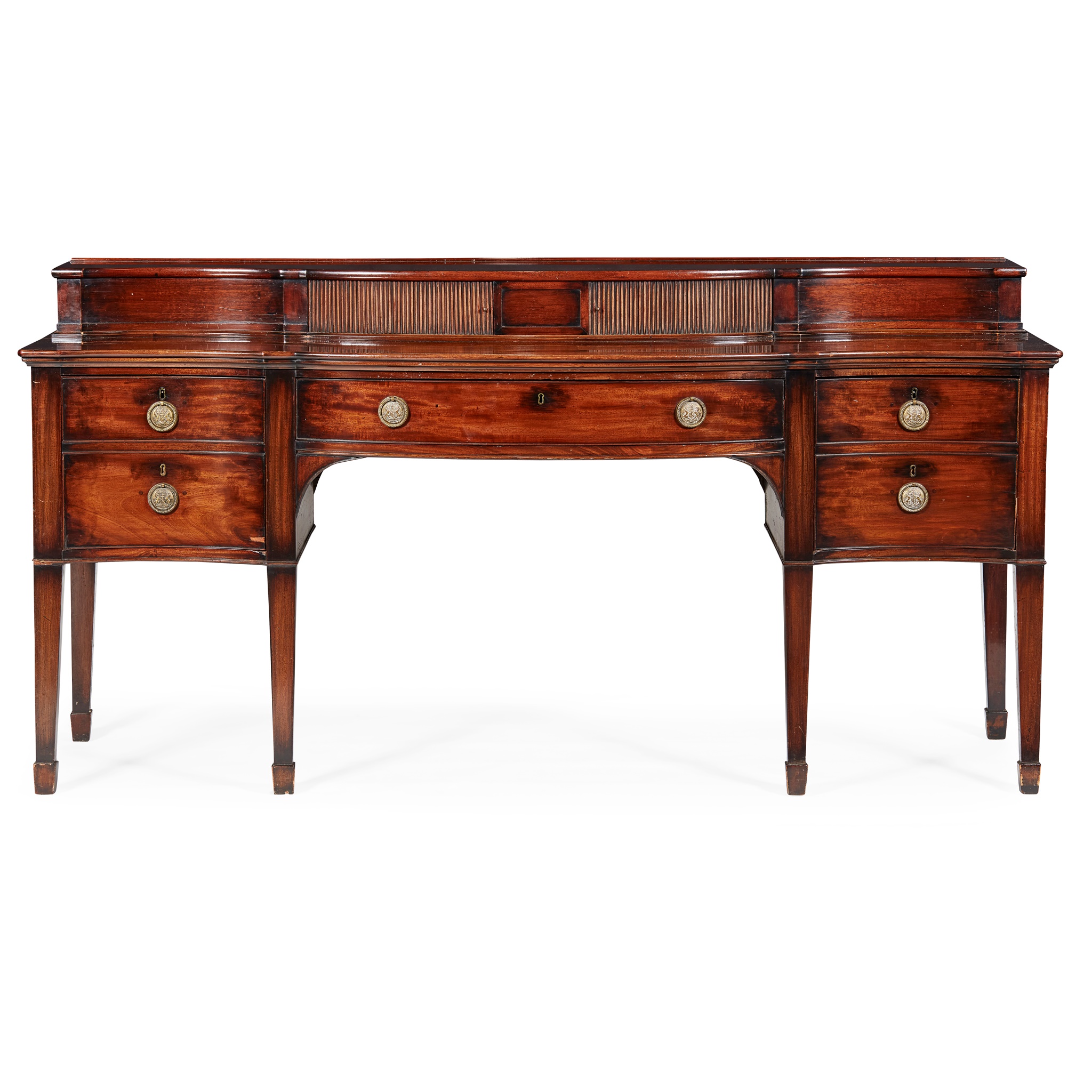 LATE GEORGE III SERPENTINE STAGEBACK SIDEBOARD