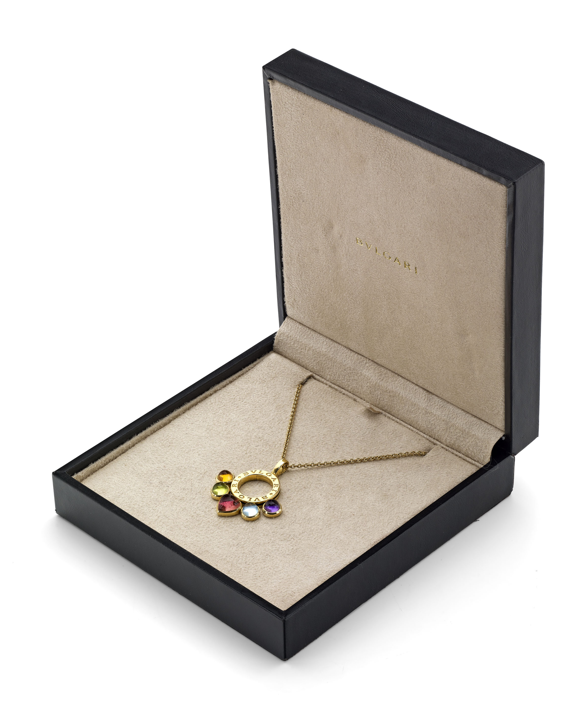 BULGARI - an 18ct gold and multi gem set pendant