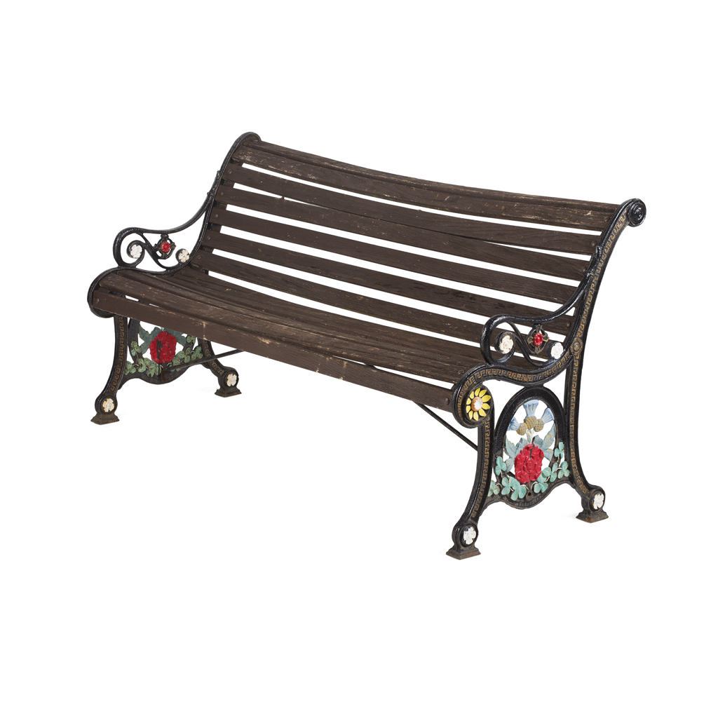 VICTORIAN PAINTED CAST IRON GARDEN BENCH