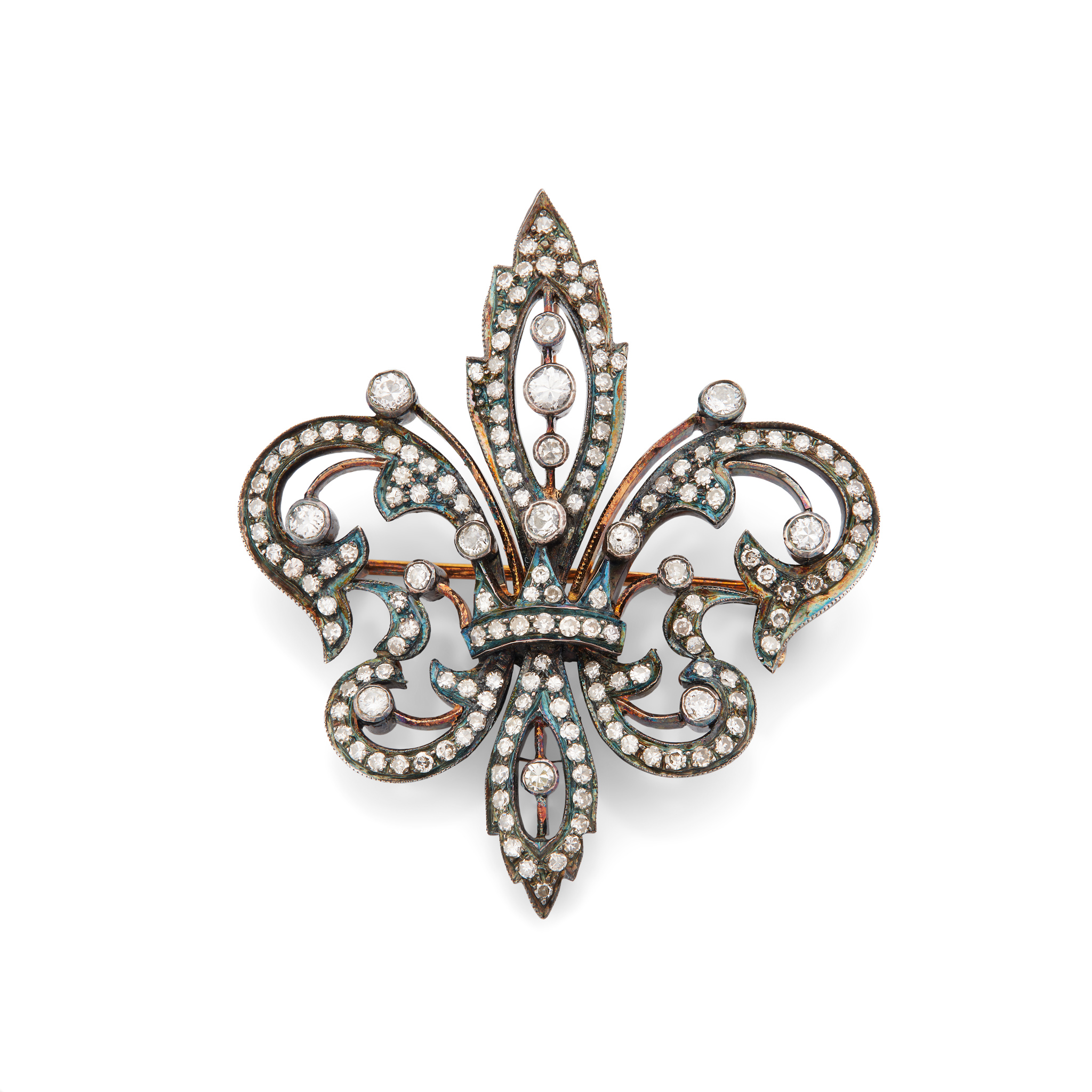 A fleur de lys diamond pendant / brooch