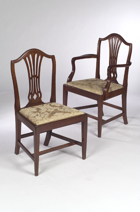 A harlequin set of eight mahogany dining chairs