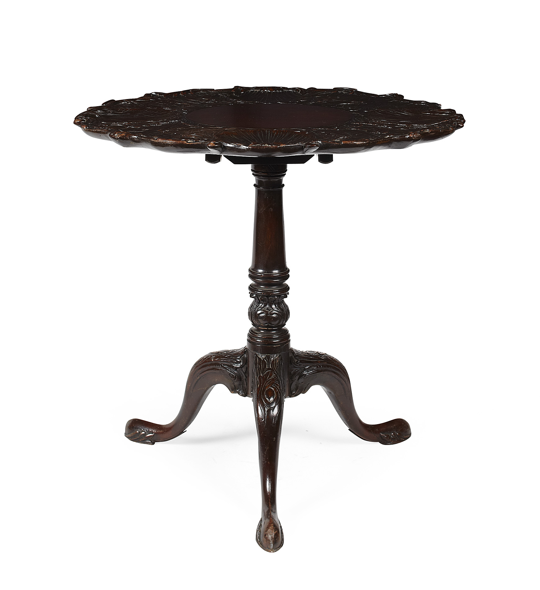 IRISH GEORGE II STYLE MAHOGANY TRIPOD TEA TABLE