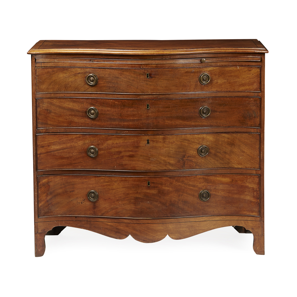 GEORGE III STYLE MAHOGANY SERPENTINE CHEST OF DRAWERS