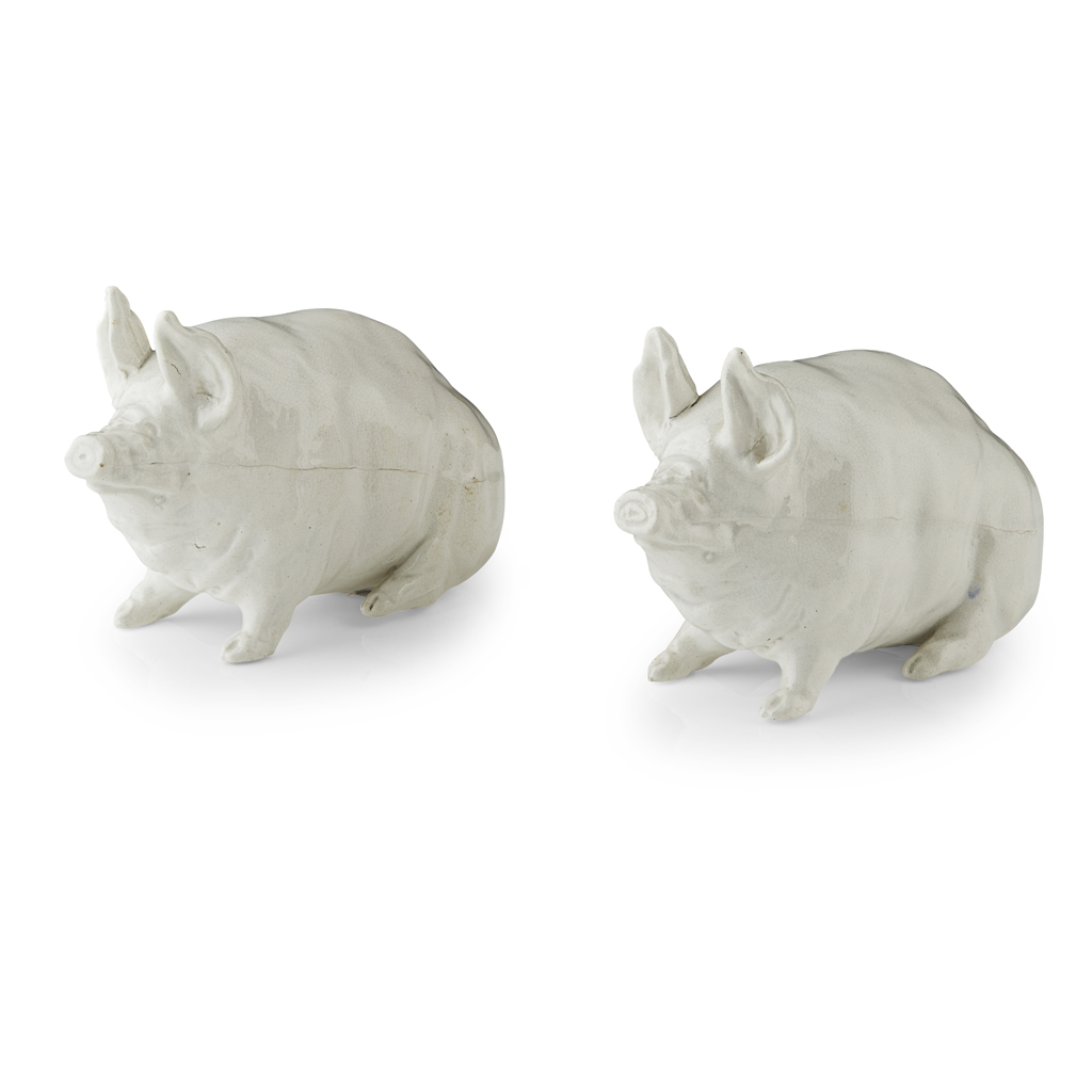 A PAIR OF SMALL WEMYSS WARE PIGS