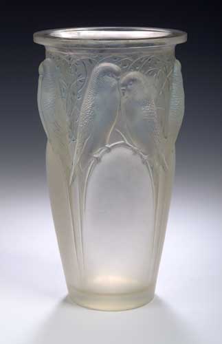 'Ceylan', a Lalique frosted and opalescent glass vase,