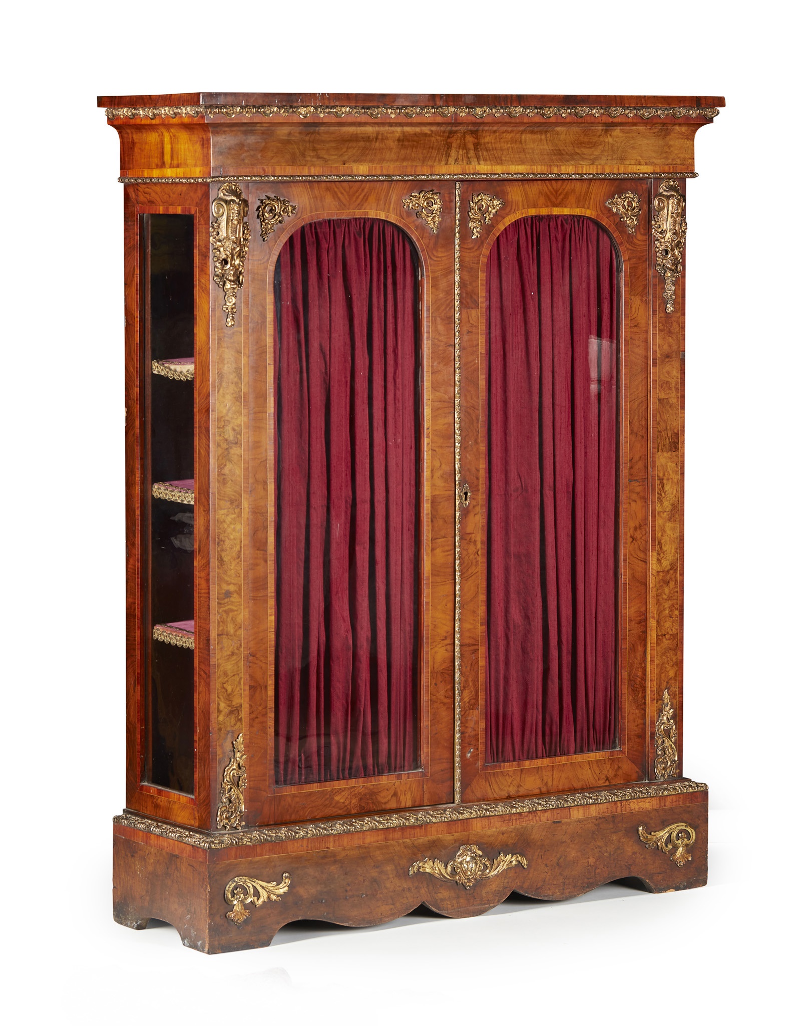VICTORIAN WALNUT AND KINGWOOD SIDE CABINET