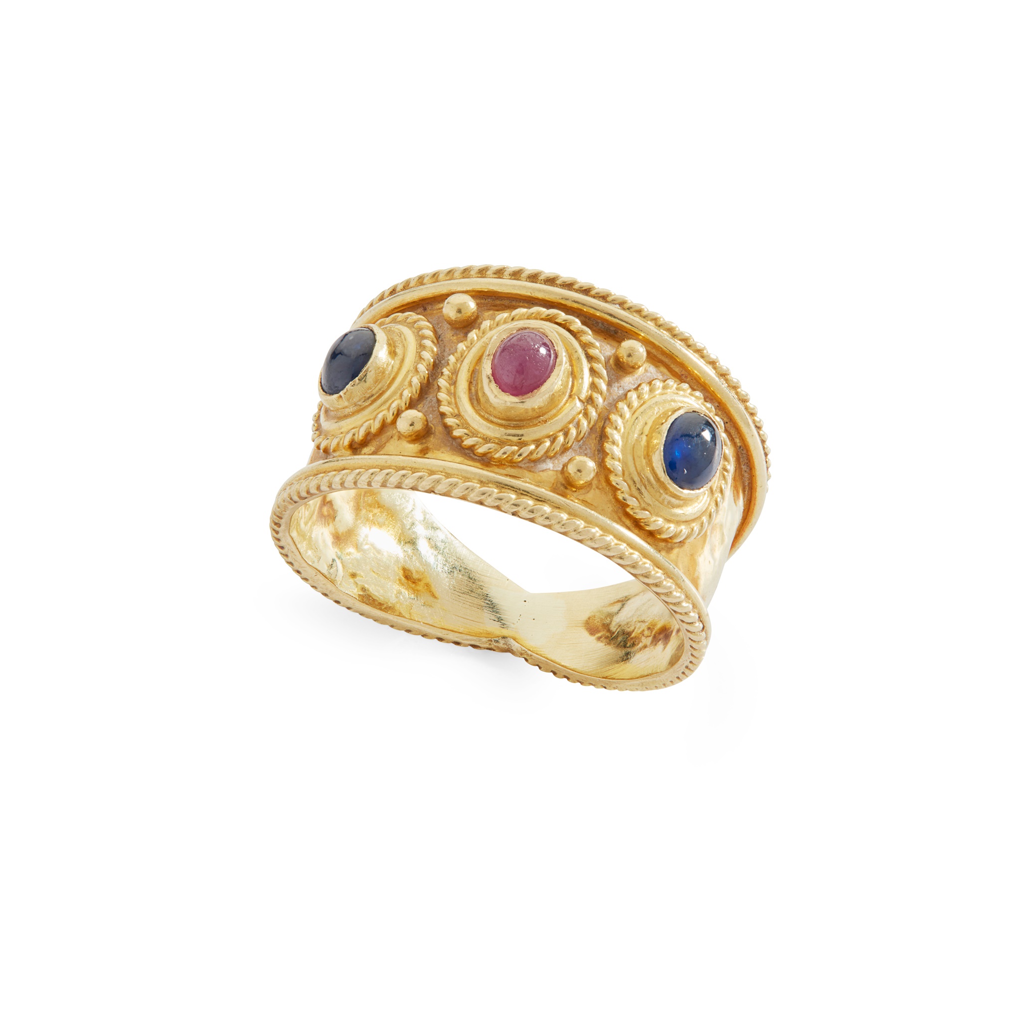 A Byzantine-style ruby and sapphire dress ring
