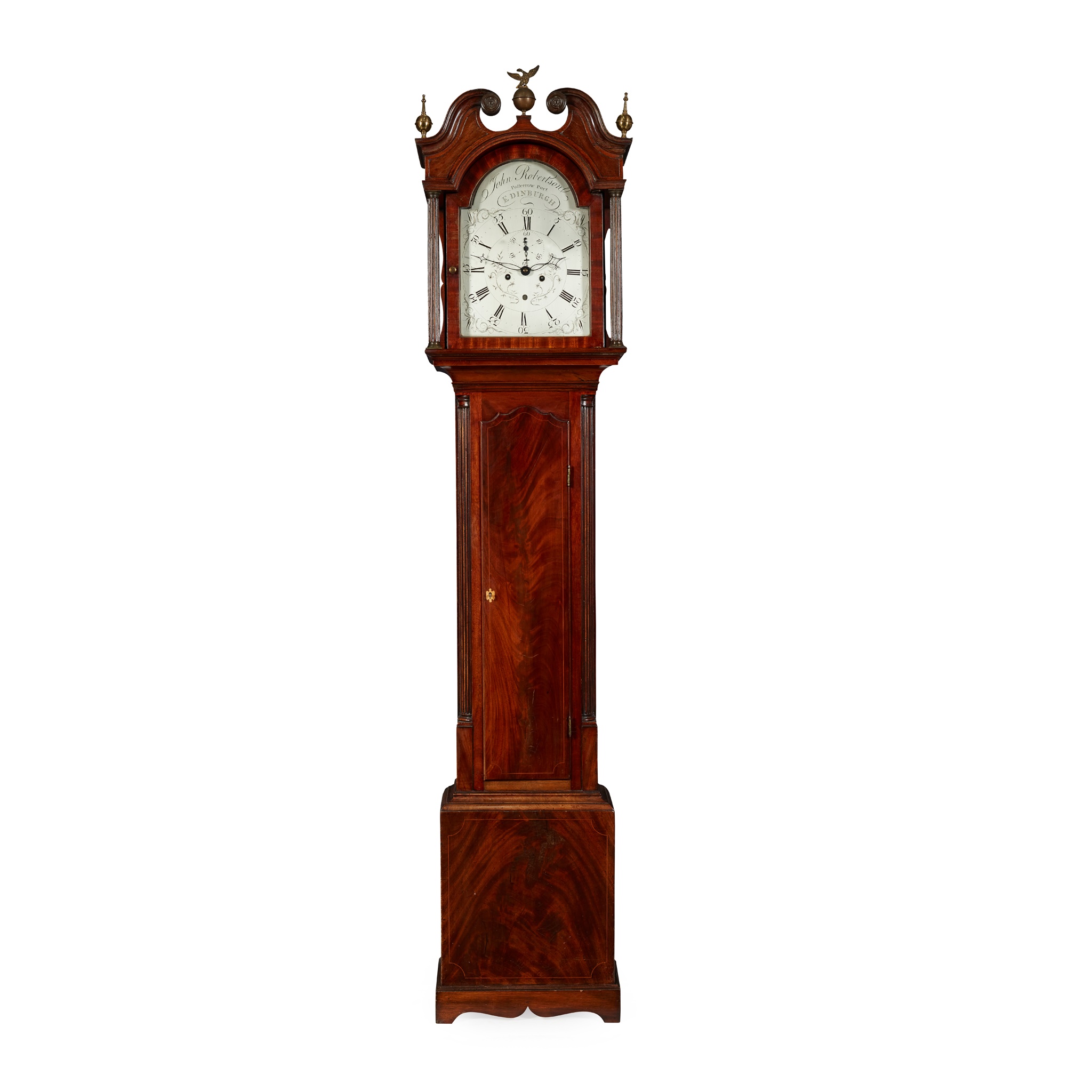 SCOTTISH GEORGE III MAHOGANY AND LINE INLAID LONGCASE CLOCK, BY JOHN ROBERTSON, EDINBURGH