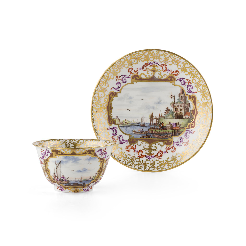 MEISSEN PORCELAIN TEABOWL AND SAUCER