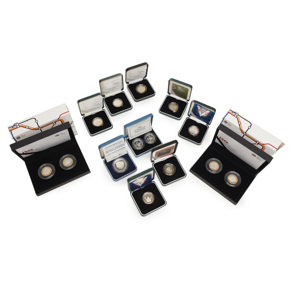 U.K. - Two cased silver proof two coin sets