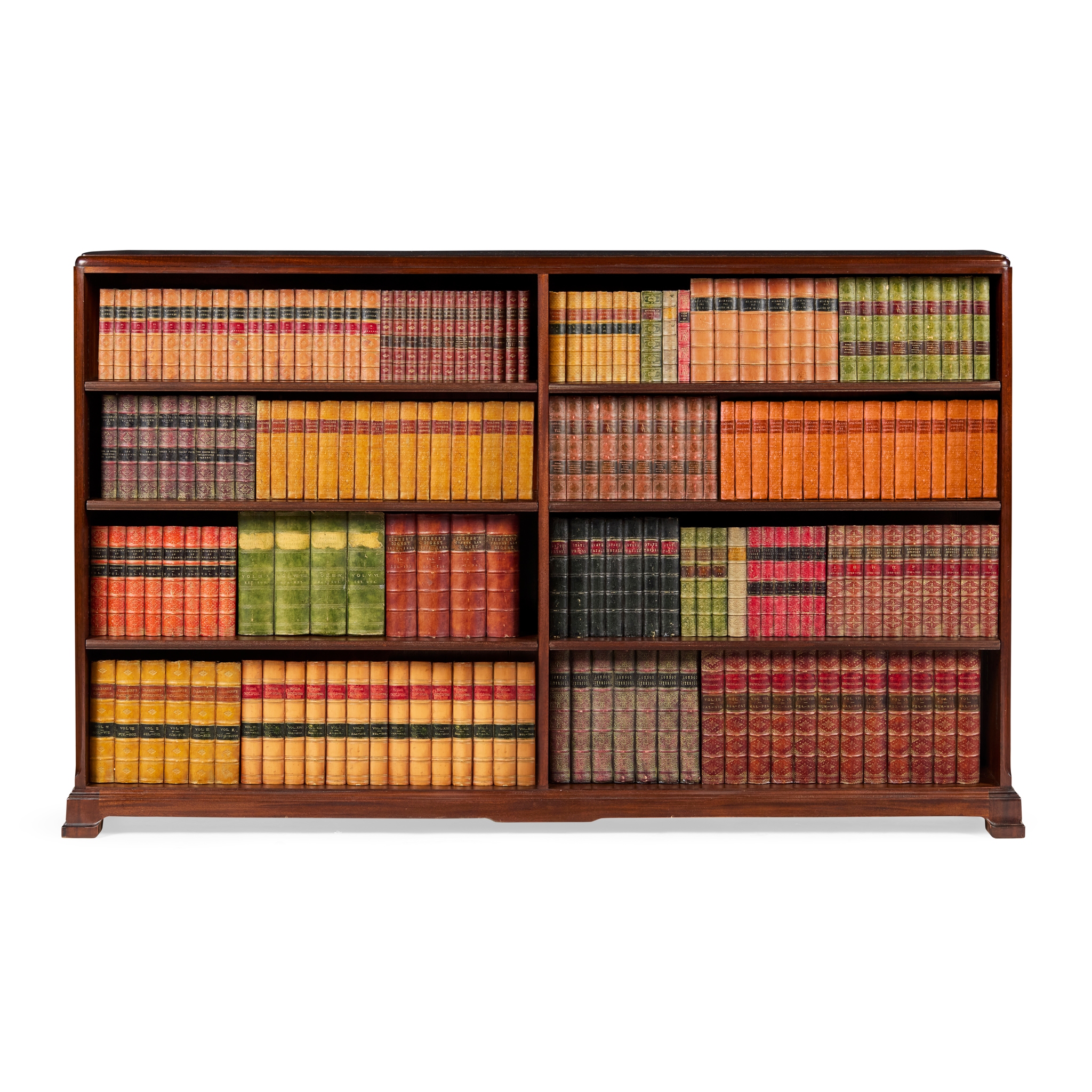MAHOGANY LOW OPEN BOOKCASE BY WHYTOCK & REID
