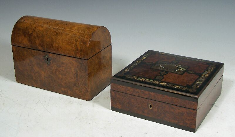 A Victorian burr walnut veneered jewellery box