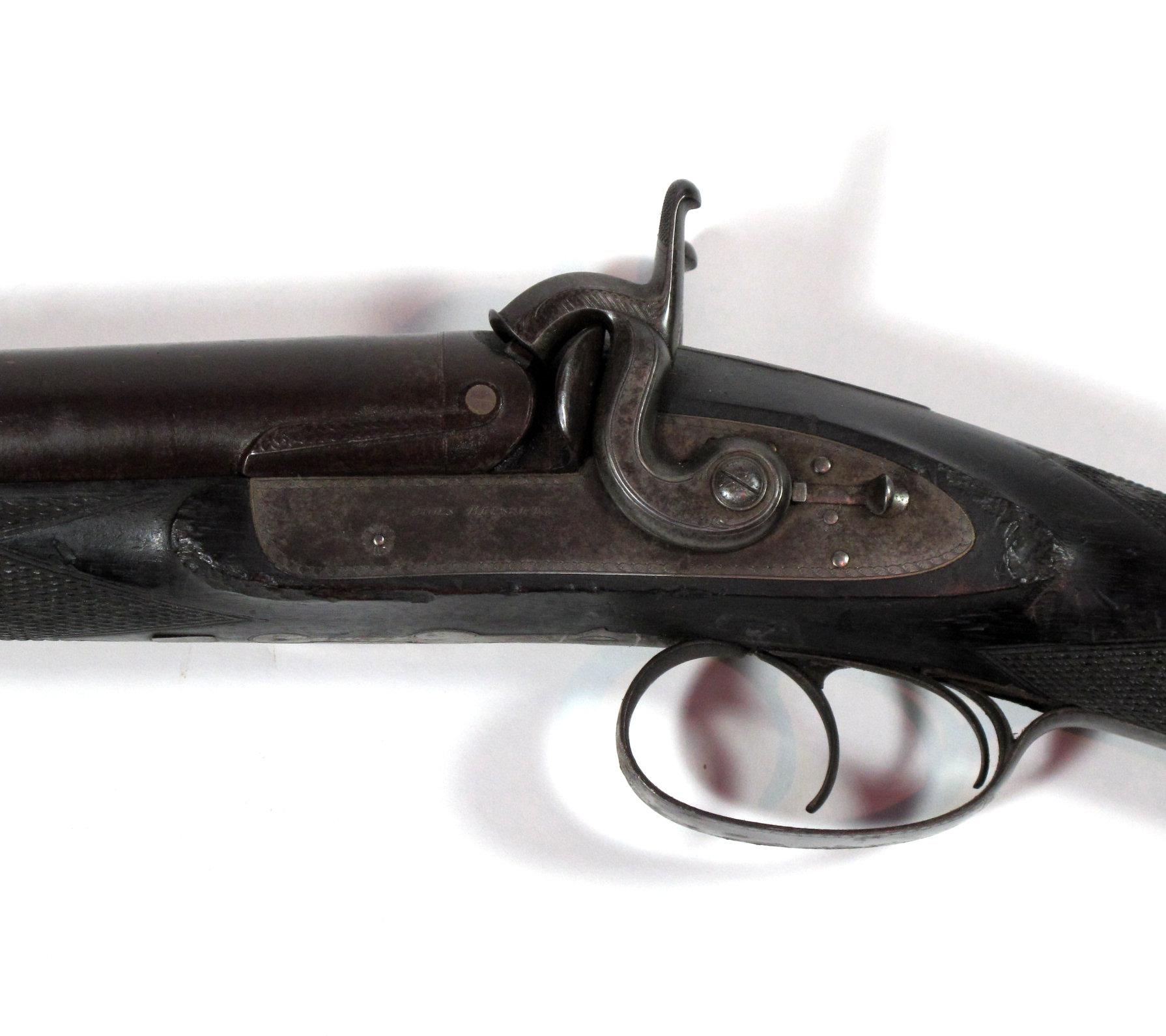 ENGLISH PERCUSSION DOUBLE BARREL SMOOTH BORE BIG GAME RIFLE