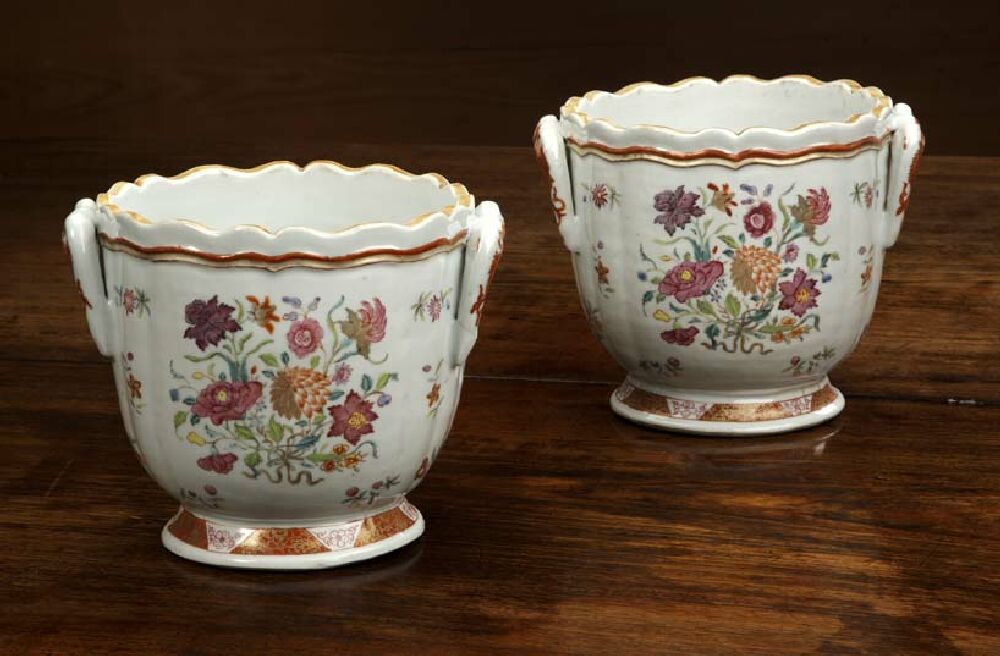 A pair of early 19th century Chinese export famille rose ice pails
