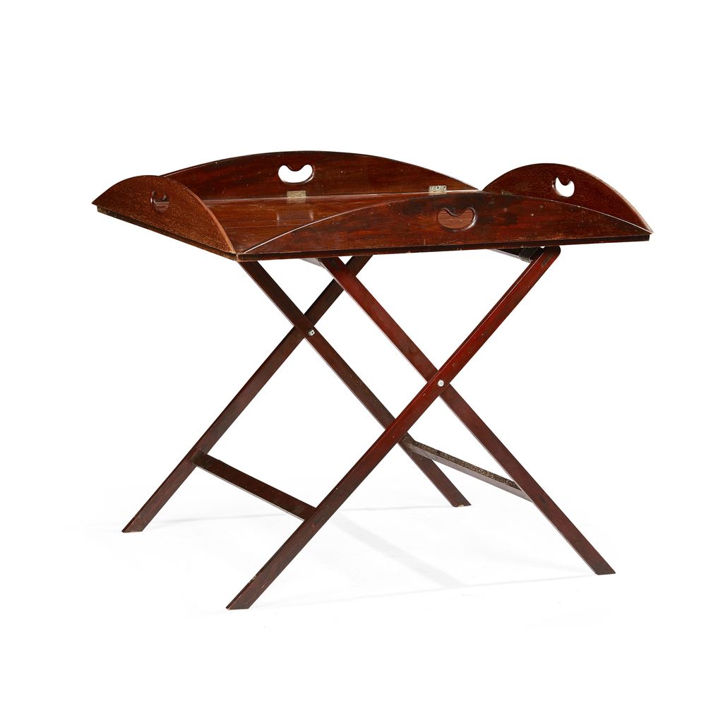 LARGE VICTORIAN MAHOGANY BUTLER'S TRAY ON STAND