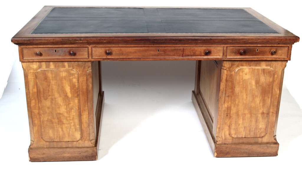 A Victorian mahogany partners' desk