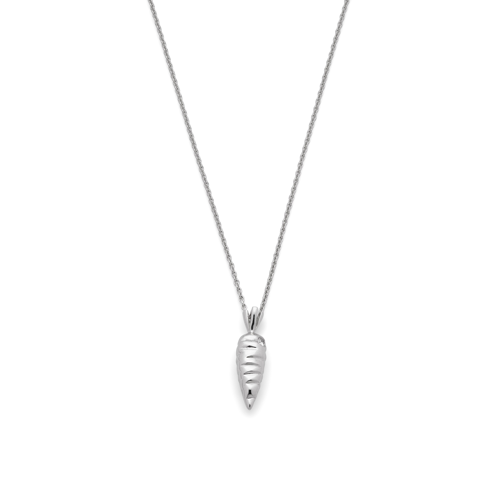 An 18ct white gold diamond 'carrot' pendant necklace