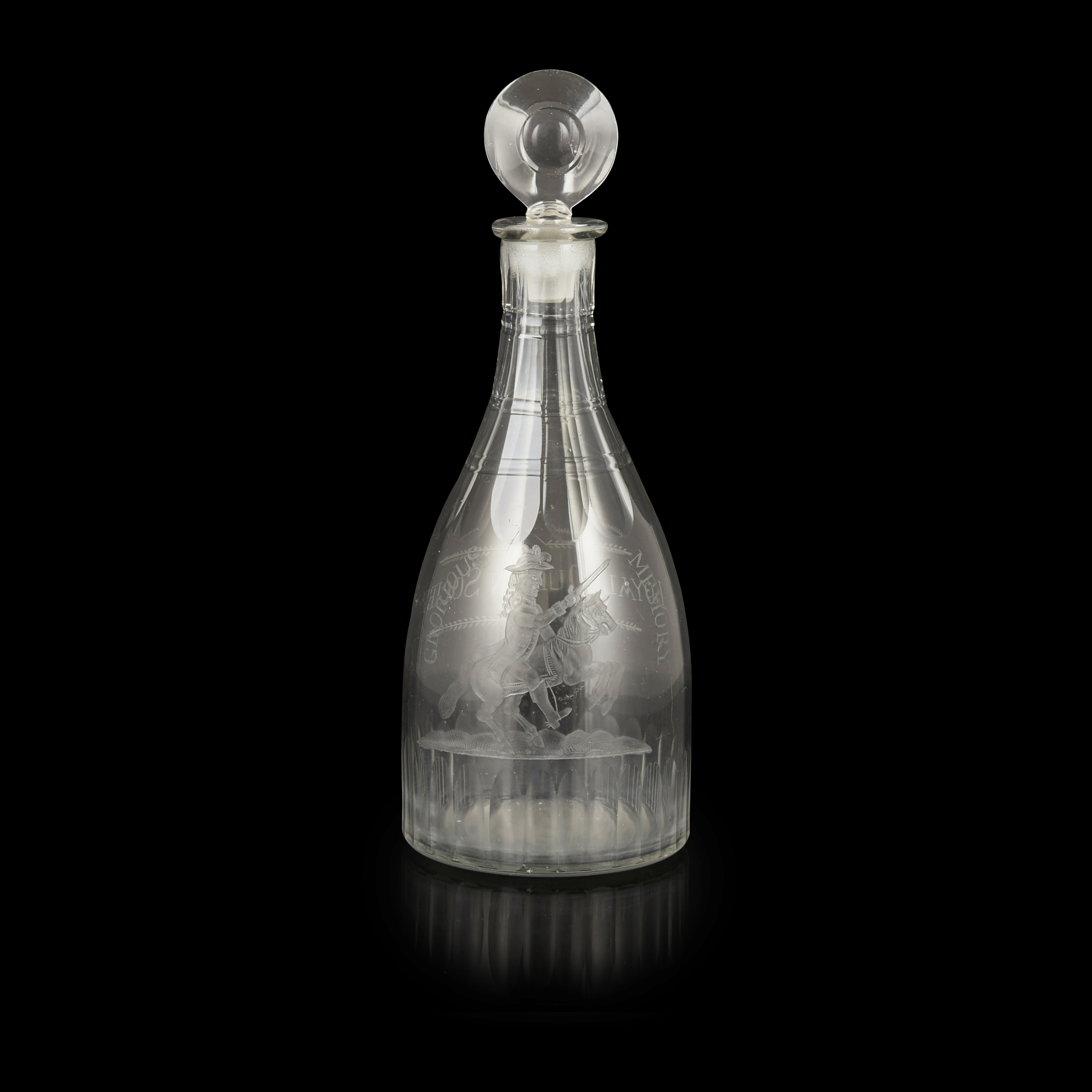 IRISH WILLIAMITE ENGRAVED GLASS DECANTER AND STOPPER