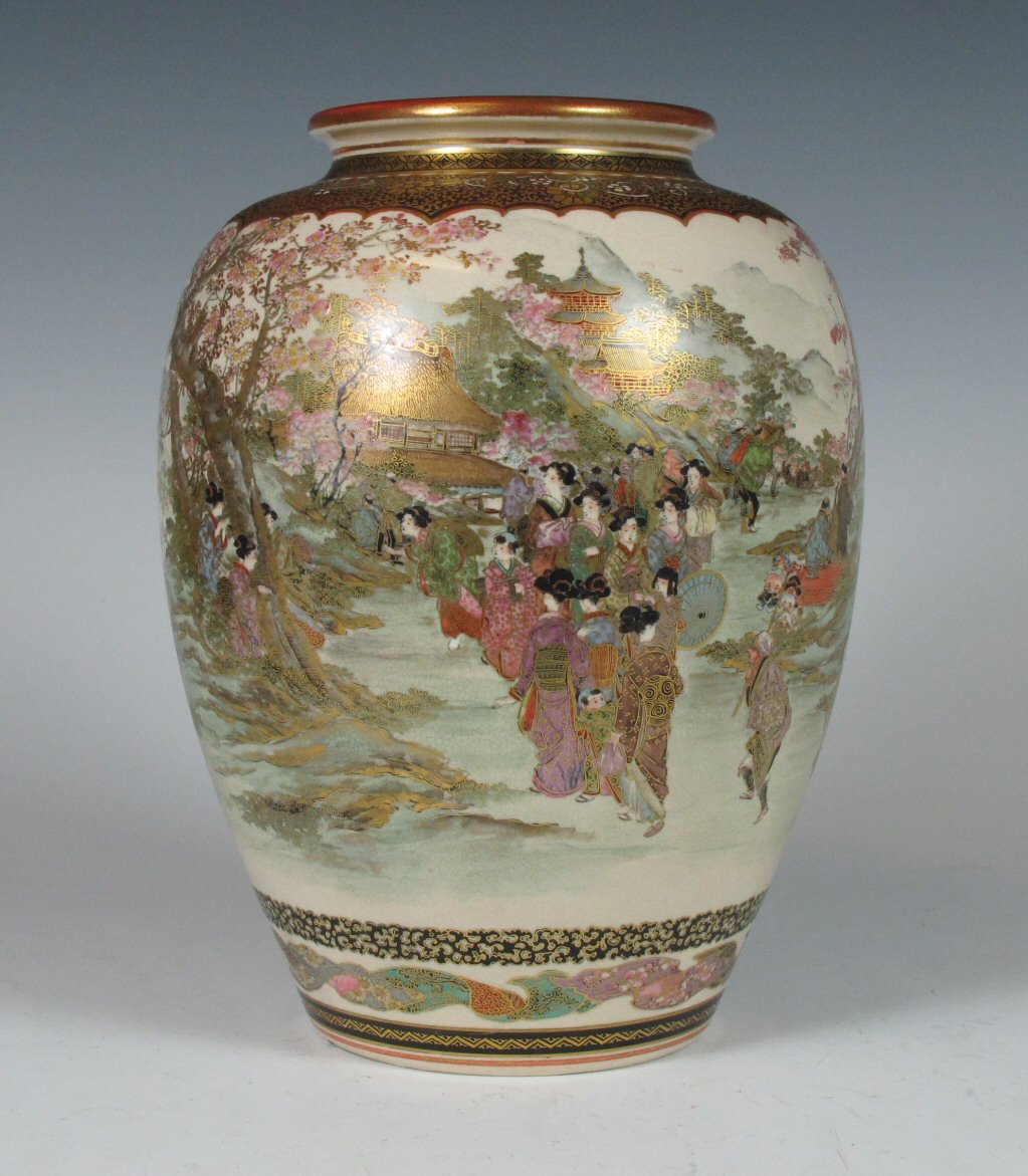 A Japanese satsuma vase, Meiji period