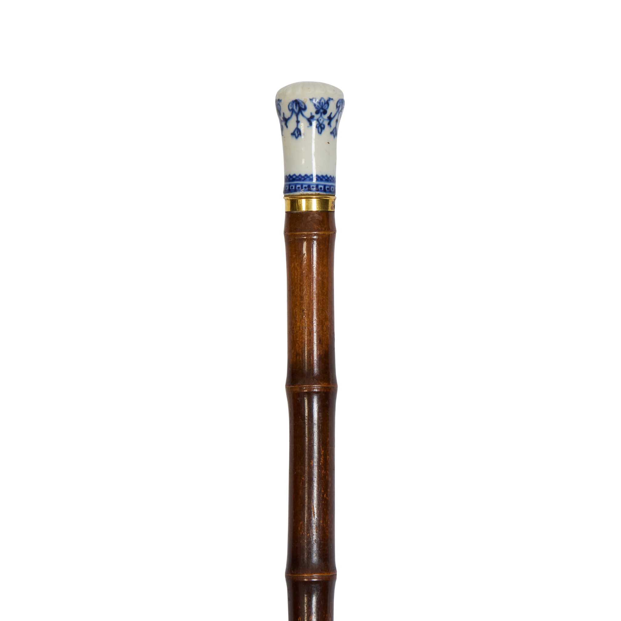 GEORGE III FRENCH PORCELAIN AND BAMBOO DRESS CANE
