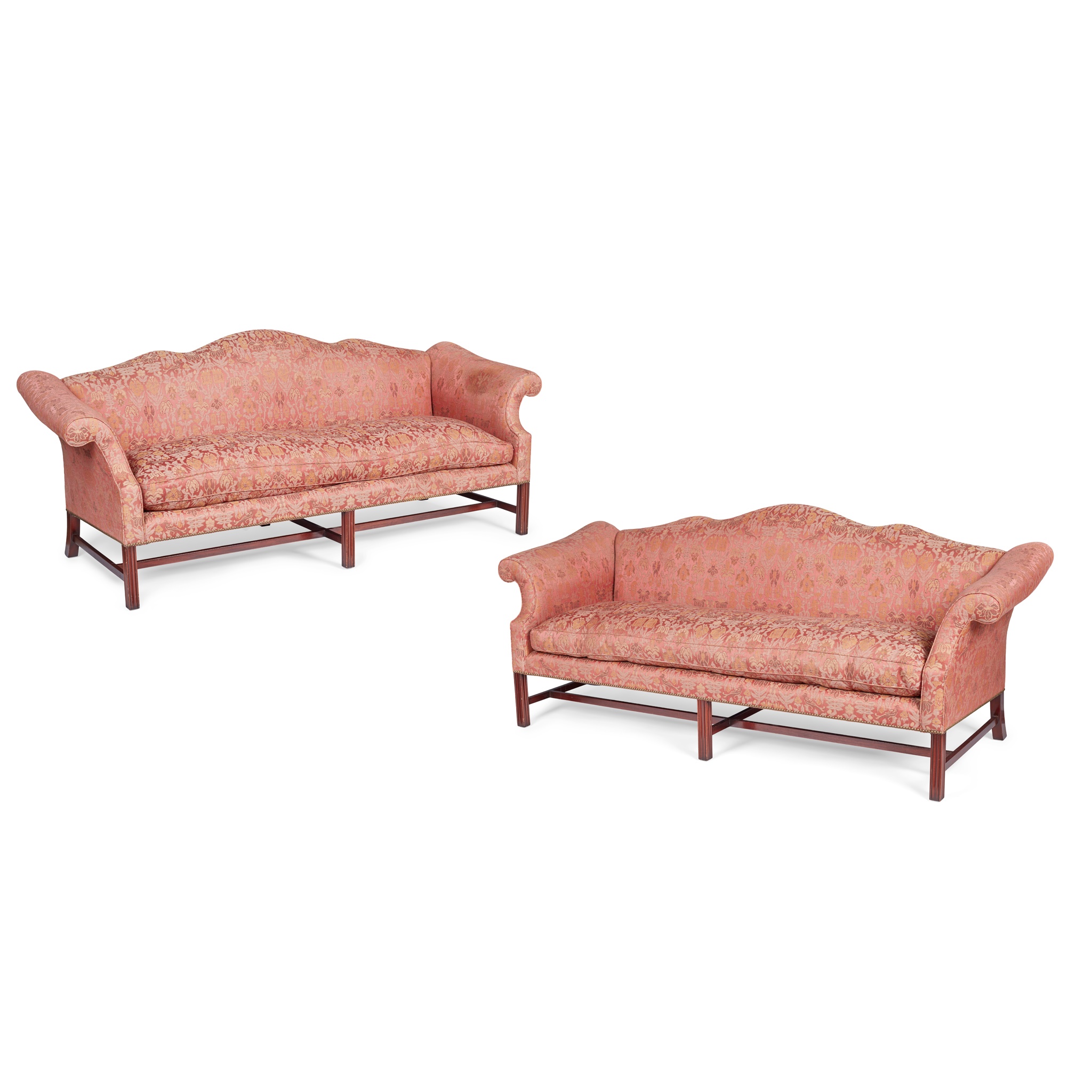 PAIR OF WHYTOCK & REID MAHOGANY FRAME SOFAS
