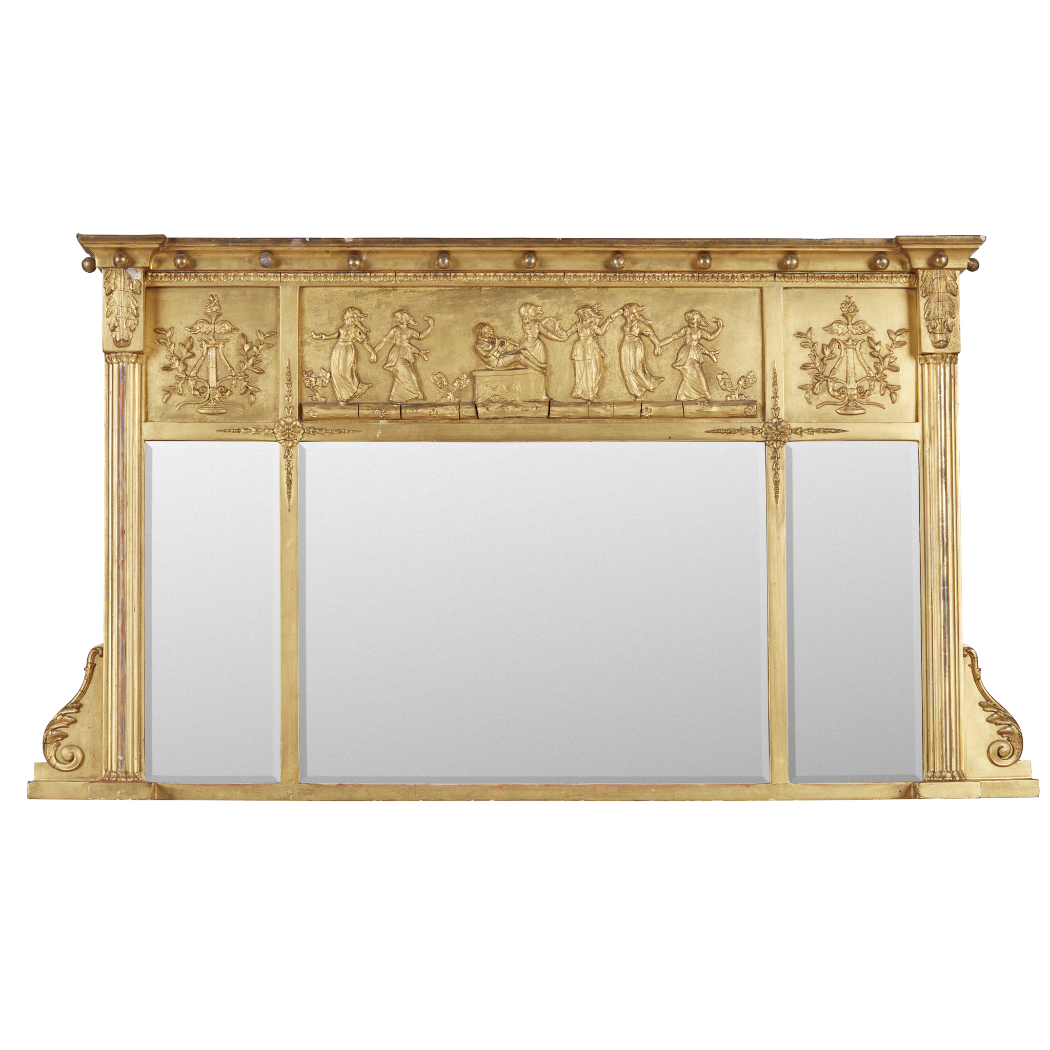 REGENCY GILTWOOD AND GESSO OVERMANTEL MIRROR