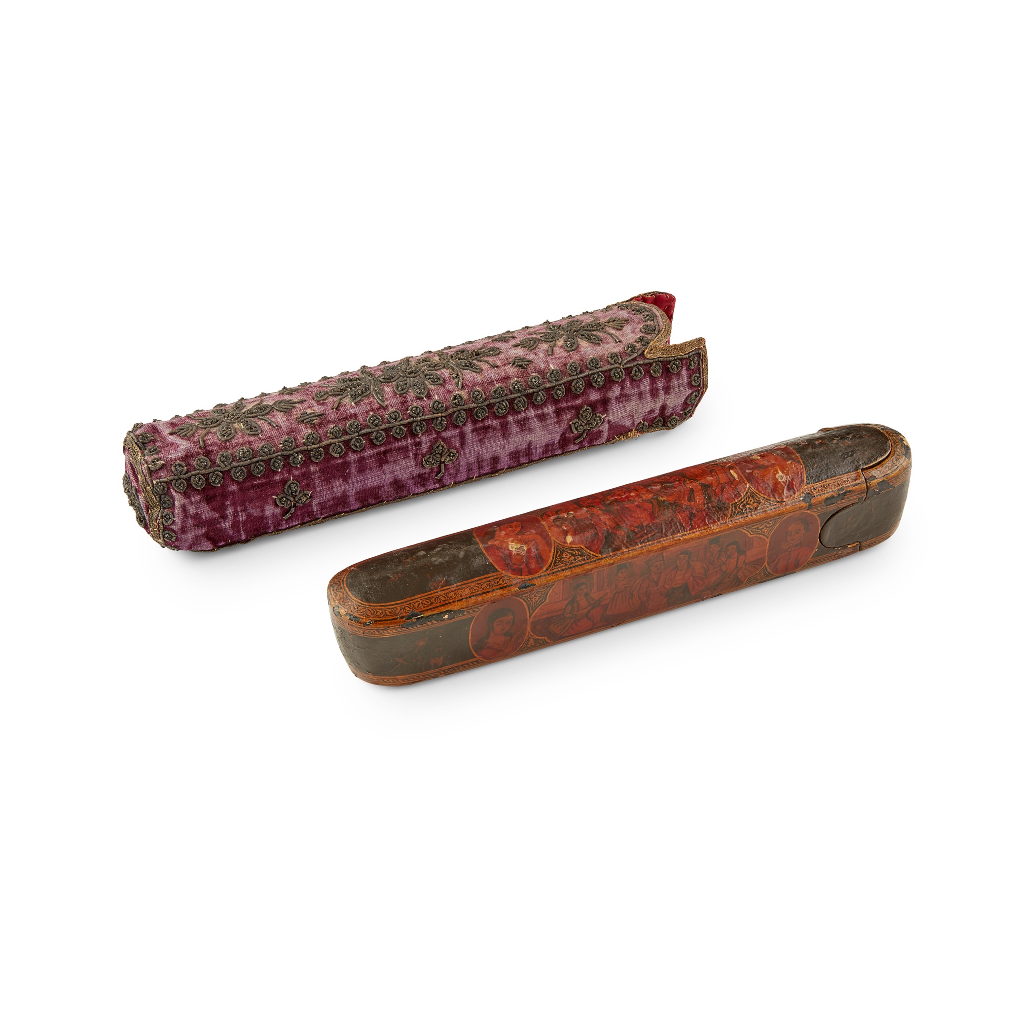 PERSIAN LACQUERED PAPIER MÂCHÉ QALAMDAM AND COVER