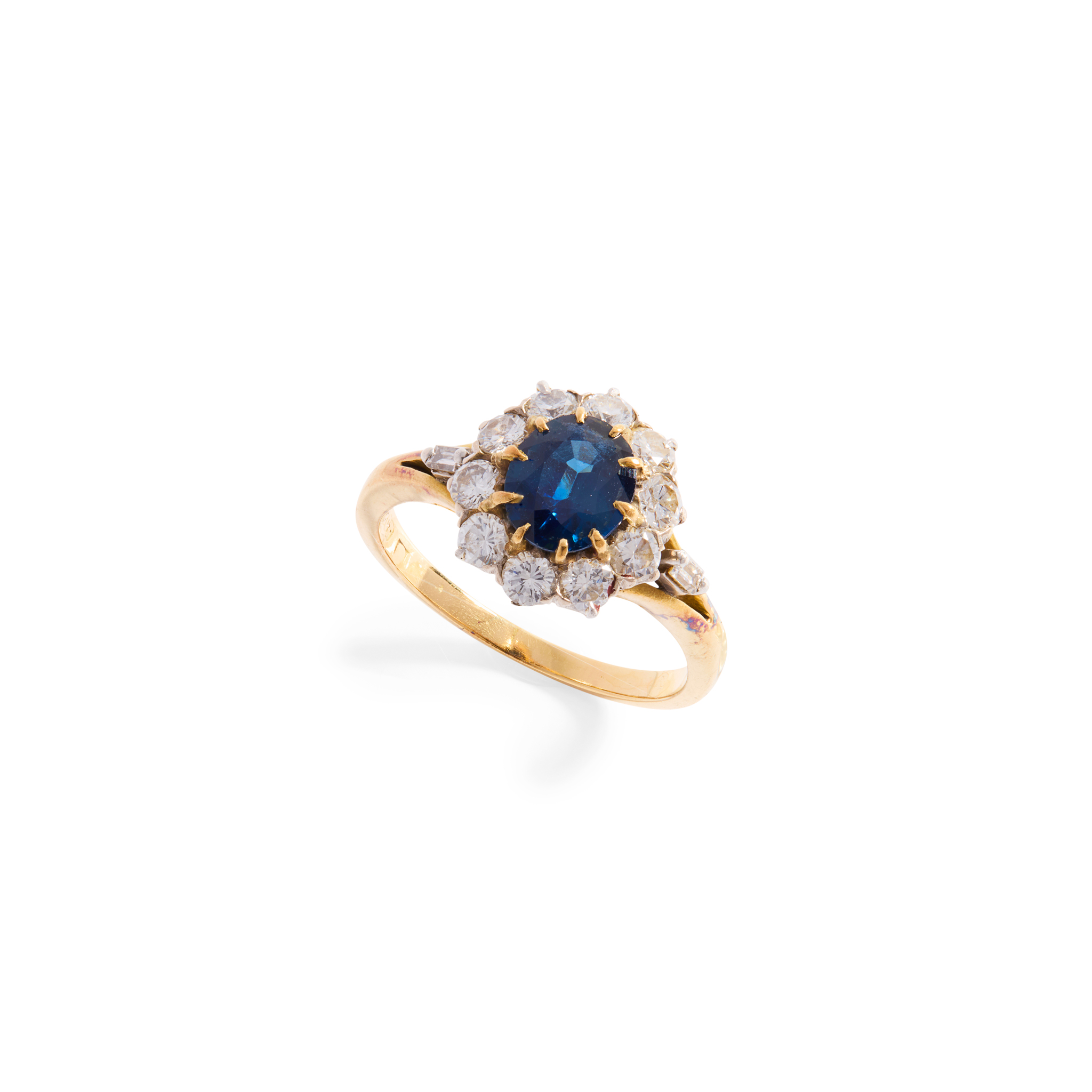 A sapphire and diamond cluster ring