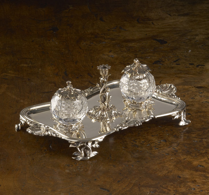 A Victorian silver inkstand