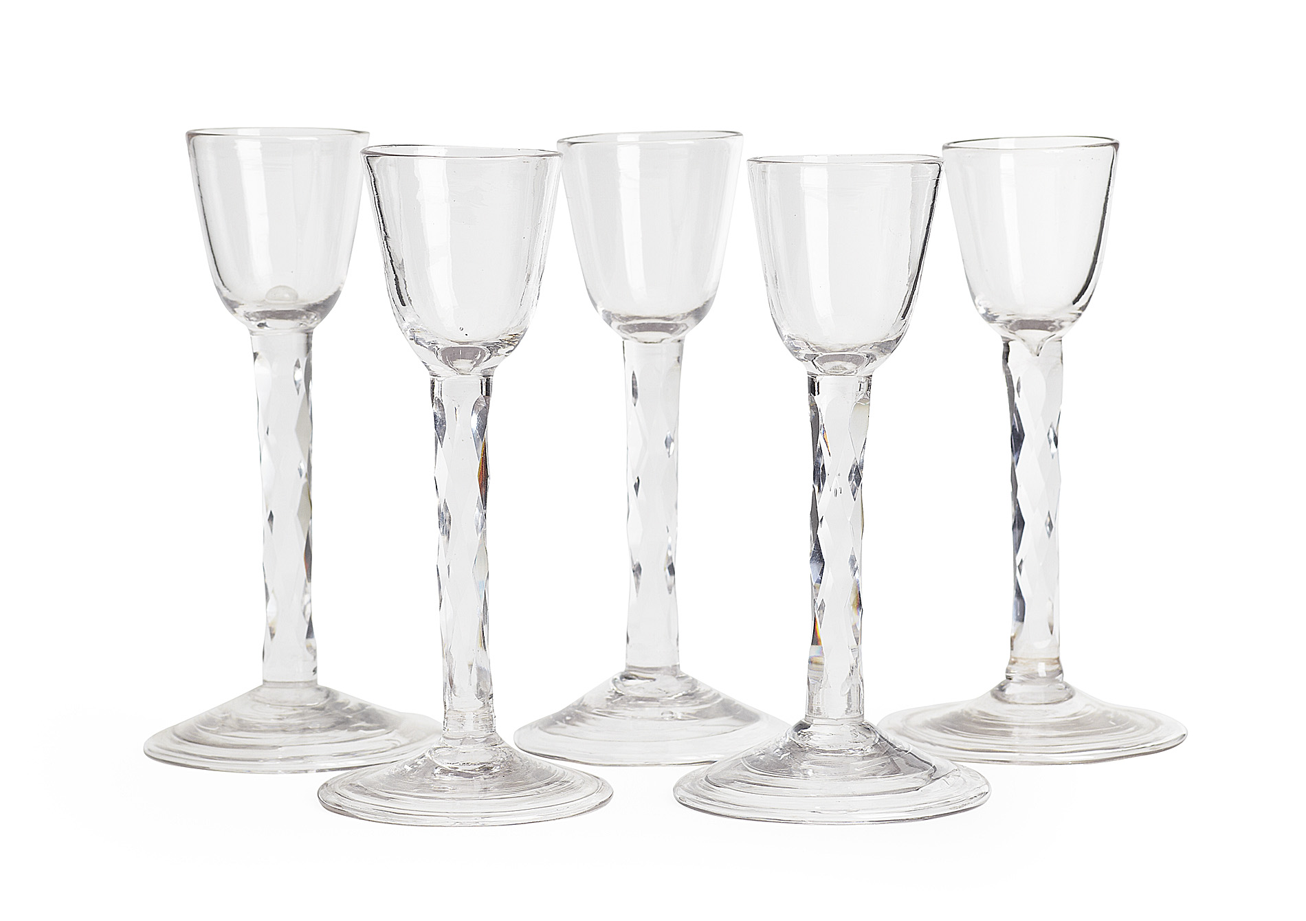 FIVE FACETTED STEM GLASSES