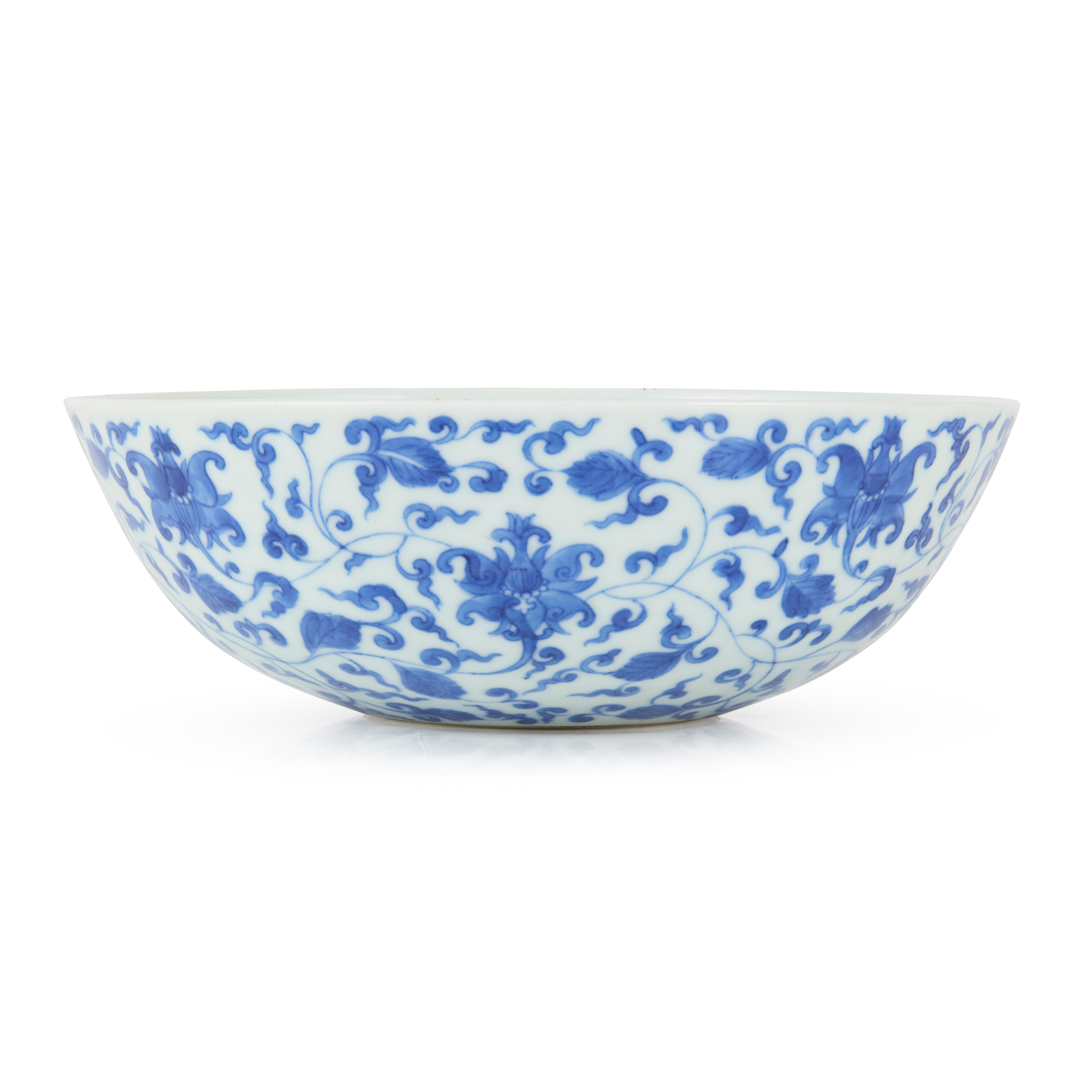 CHINESE BLUE AND WHITE ‘SCROLLING LOTUS’ BOWL
