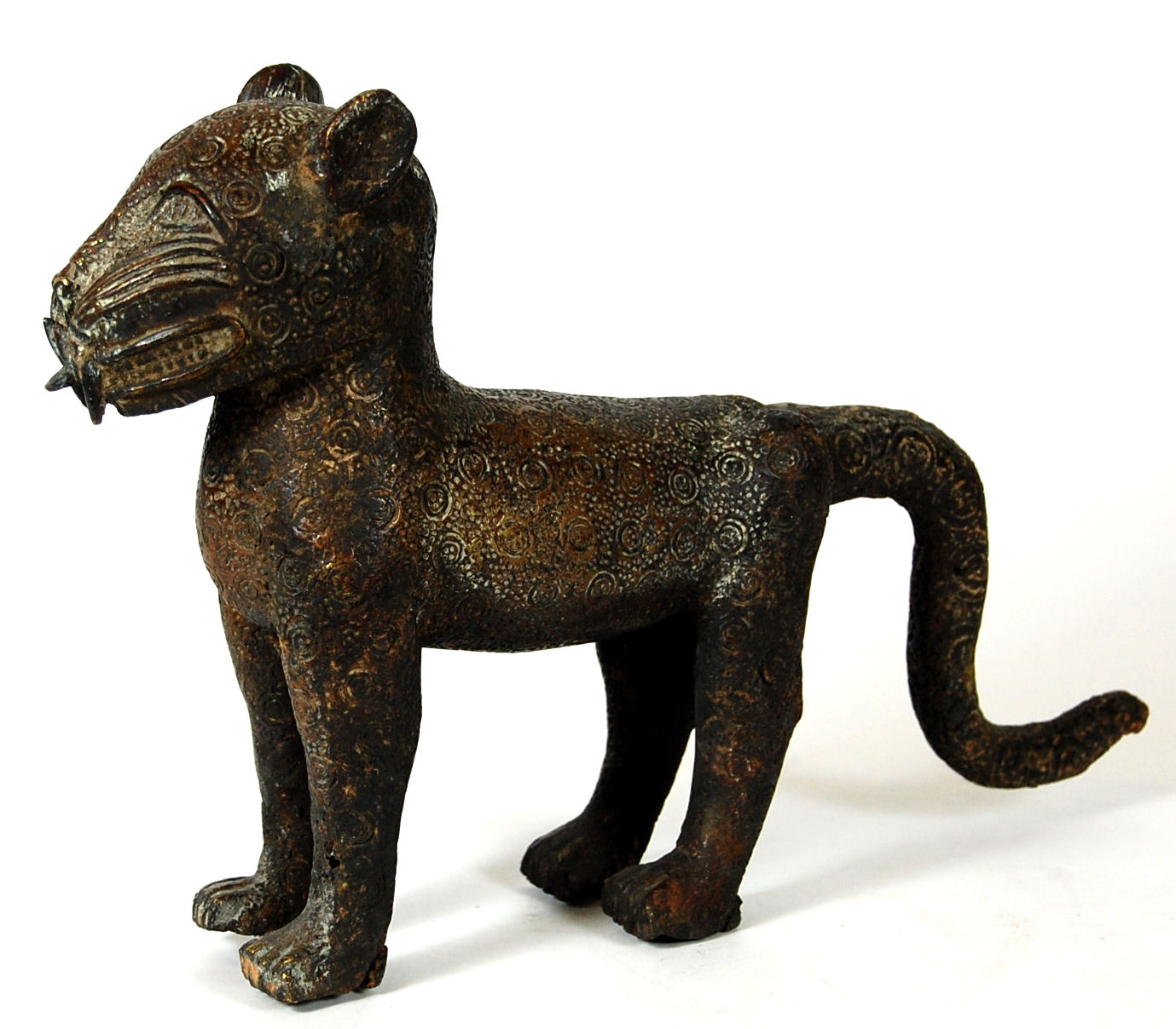 A Benin bronze leopard, Nigeria, probably 19th century