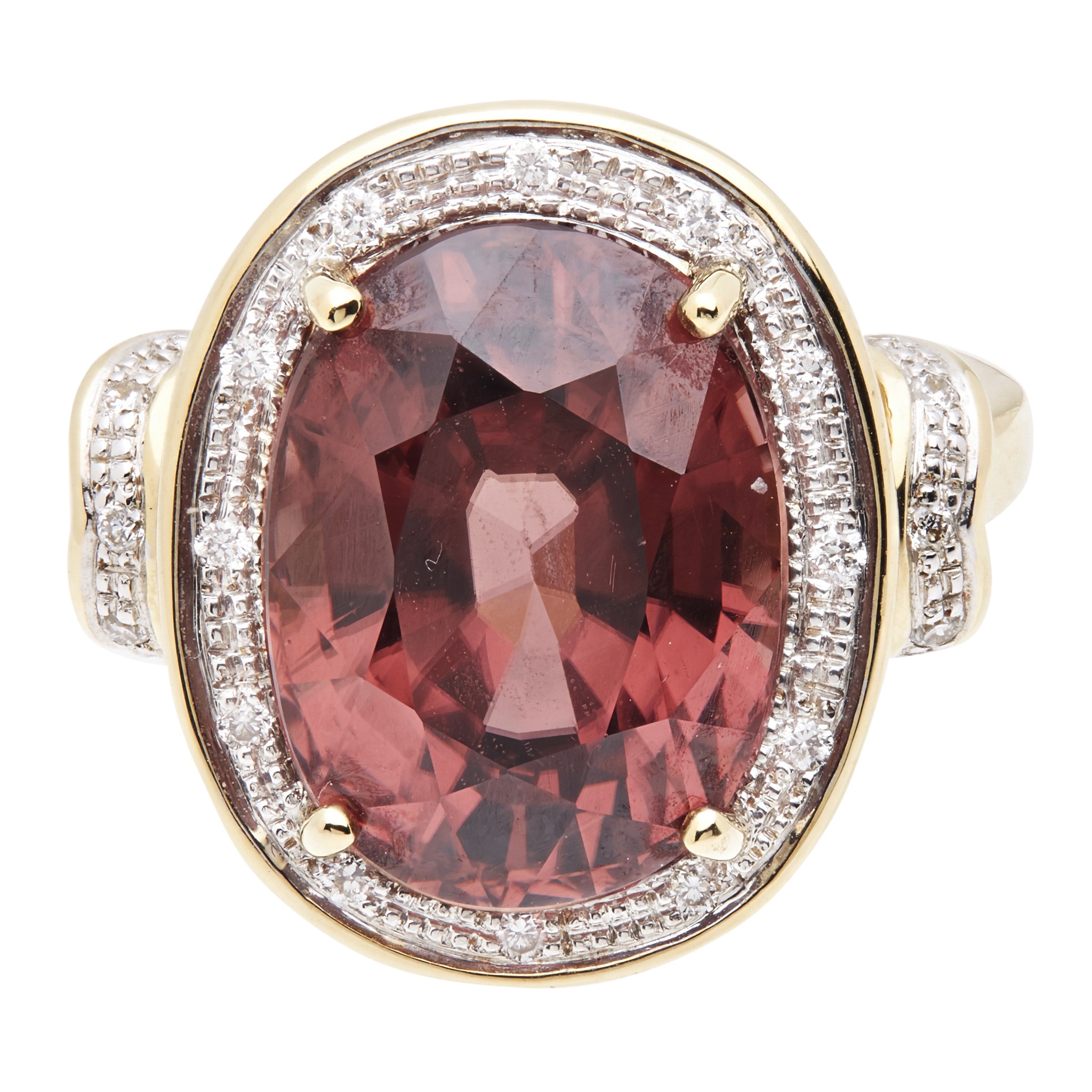 A pink tourmaline and diamond ring