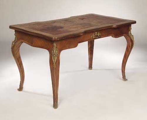 A 19th century French walnut bureau plat,