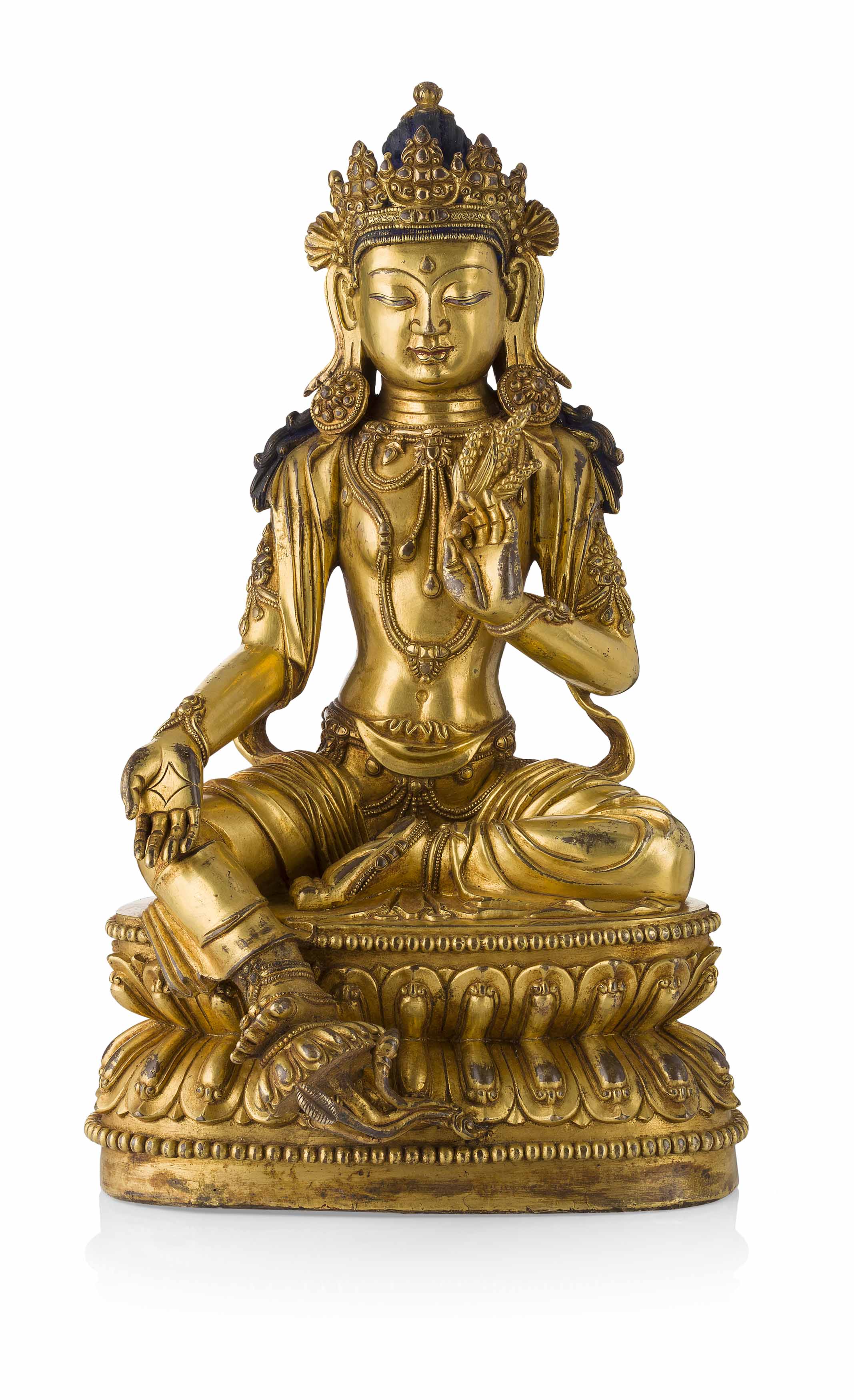 GILT-BRONZE FIGURE OF SEATED VASUDHARA