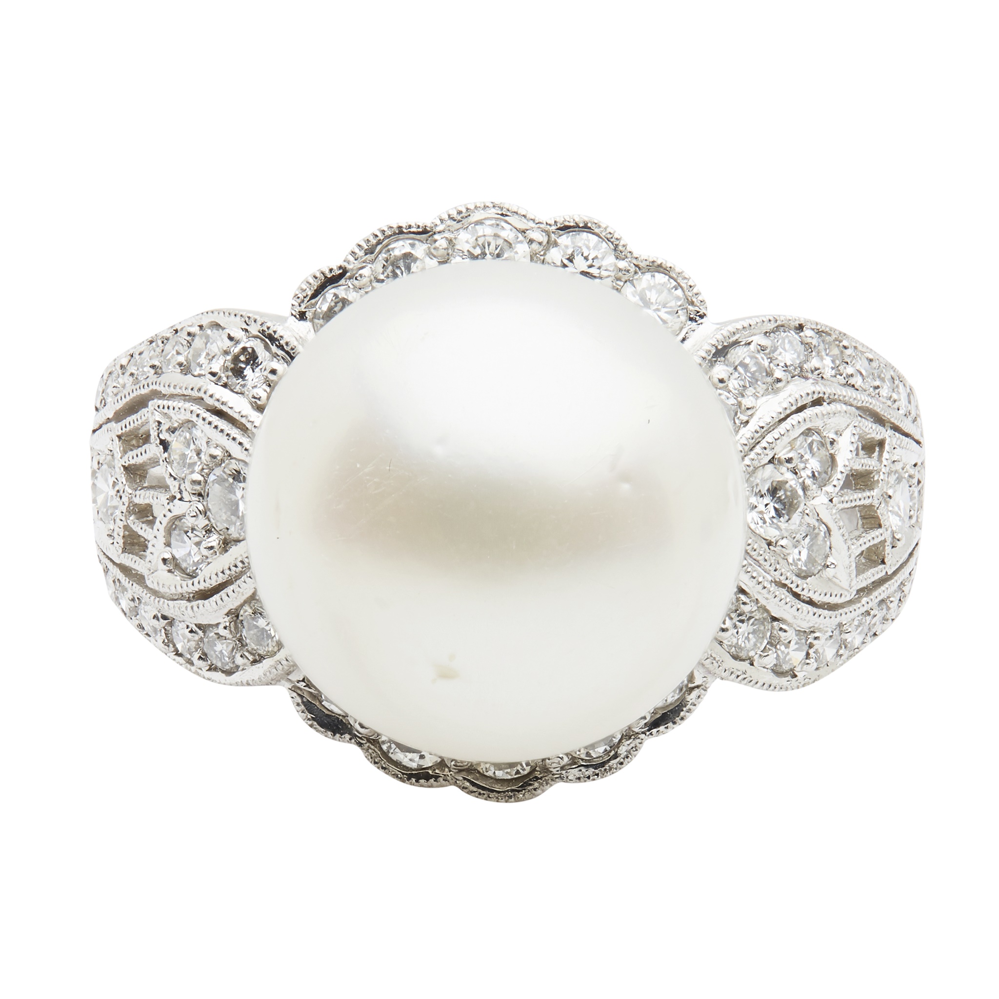 A South Sea pearl and diamond cocktail ring