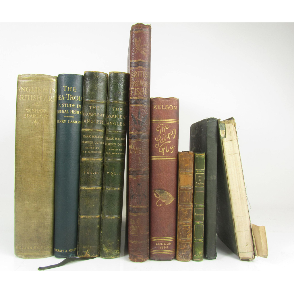 Angling books, a collection including Houghton, W.