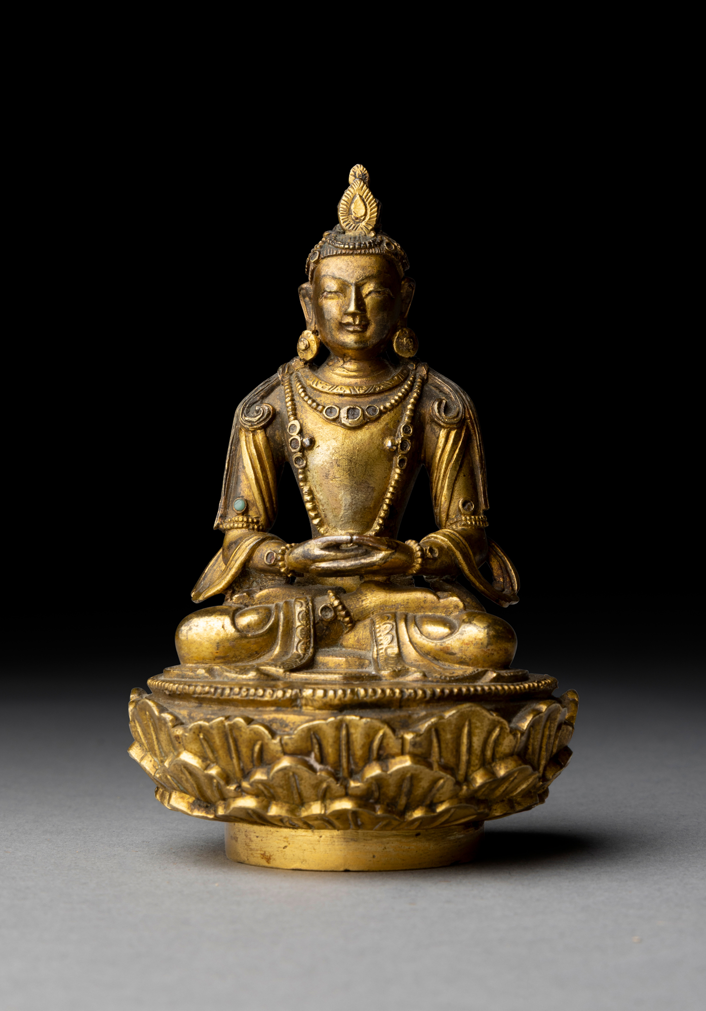MONGOLIAN GILT BRONZE FIGURE OF AMITAYUS