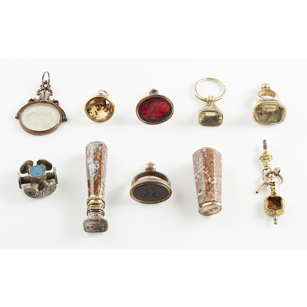 A collection of fob and desk seals