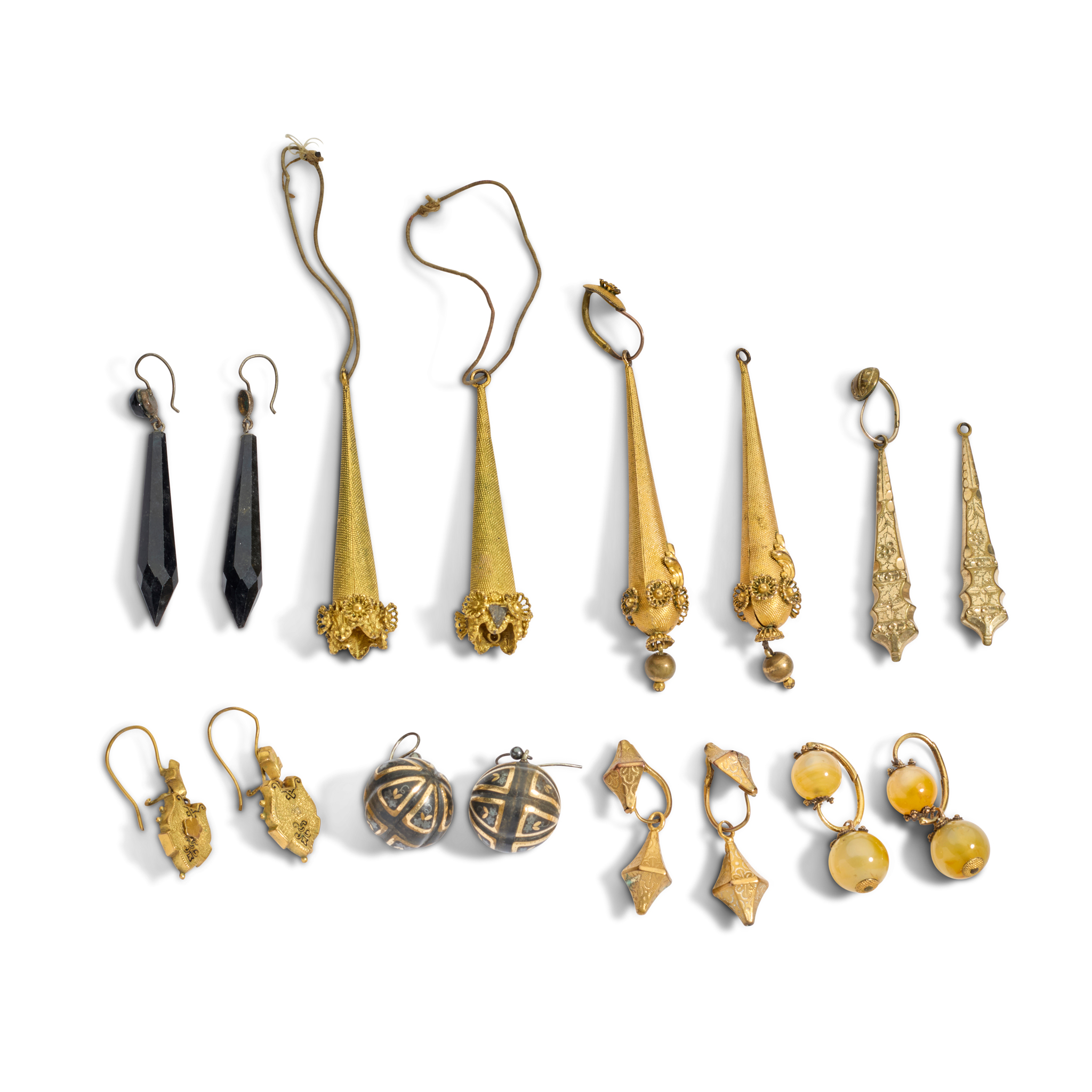 A collection of 19th century pendent earrings