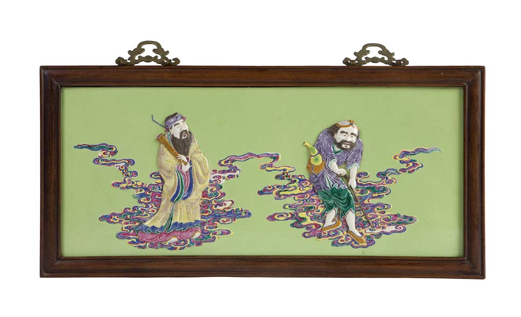 A Chinese porcelain famille rose plaque, Guangxu period
