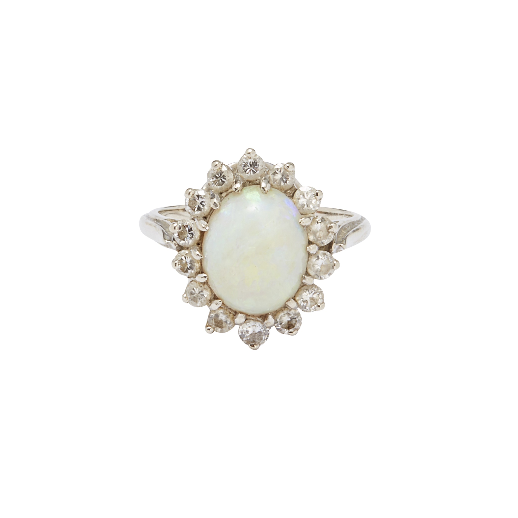 An opal and diamond set cluster ring