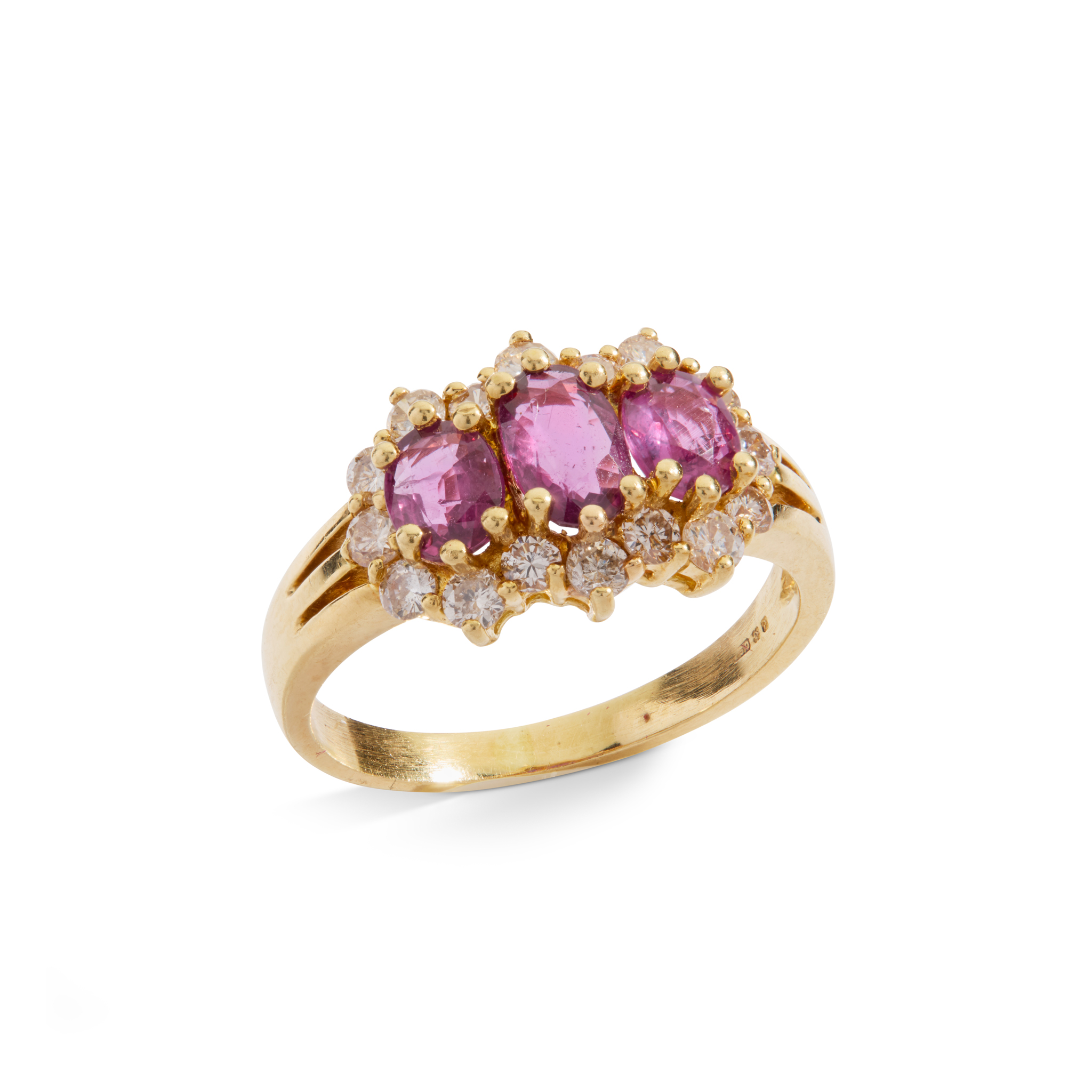 An 18ct gold ruby and diamond cluster ring