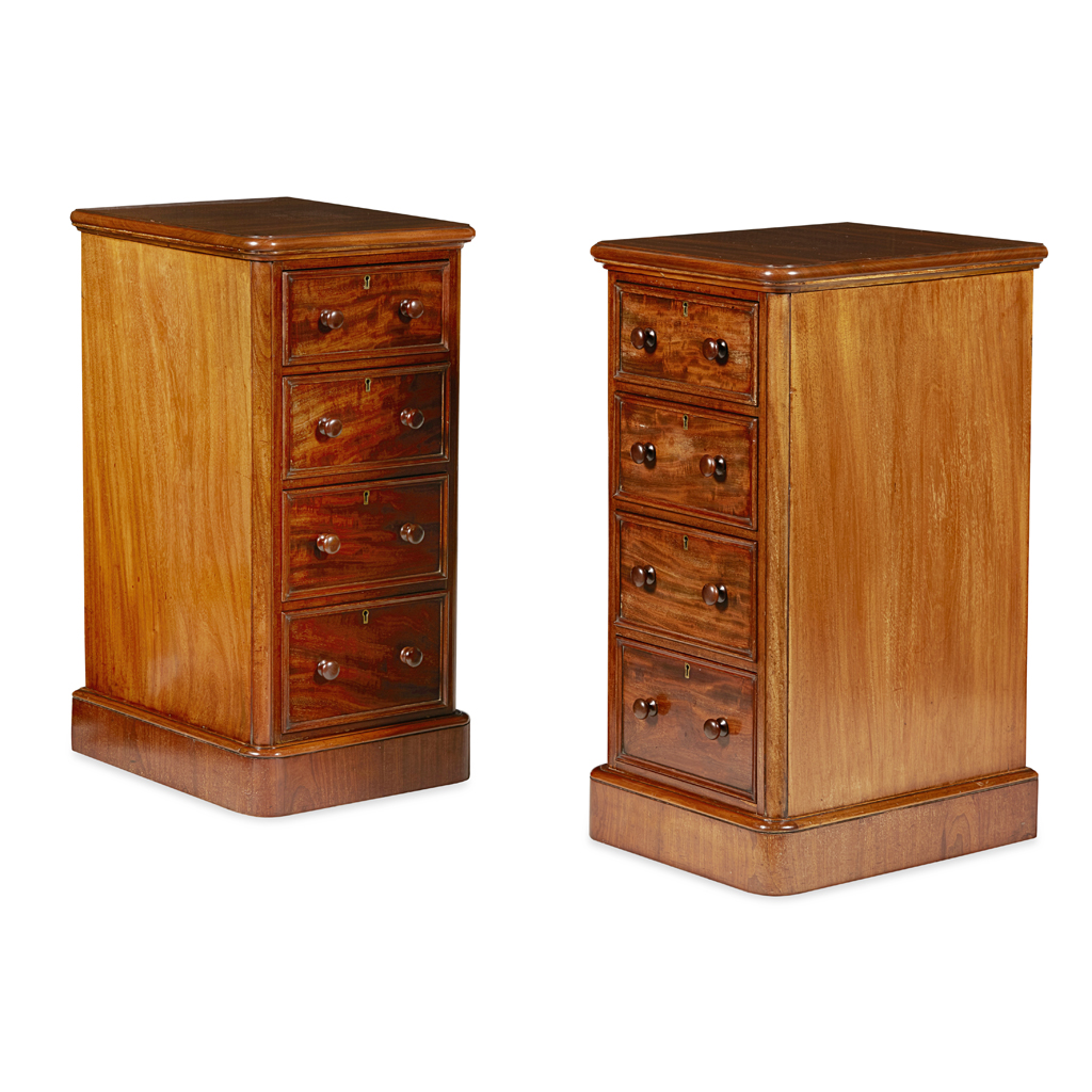 PAIR OF VICTORIAN MAHOGANY PEDESTAL CHESTS OF DRAWERS
