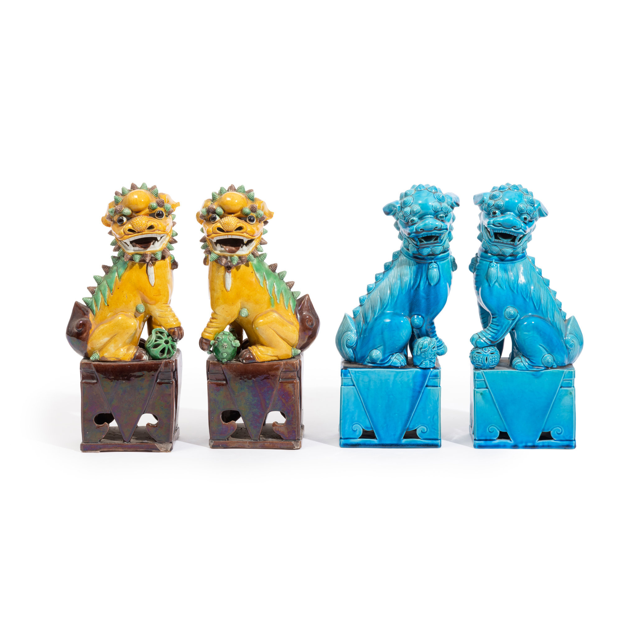 PAIR CHINESE ‘SANCAI’ GLAZE CERAMIC MODELS