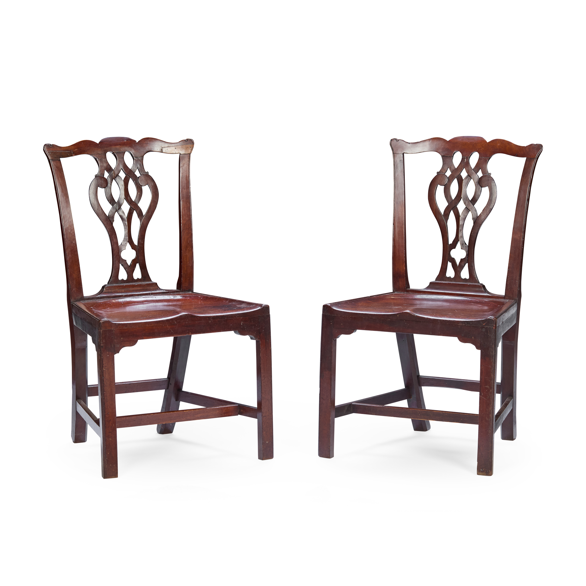 PAIR OF GEORGE III MAHOGANY HALL CHAIRS