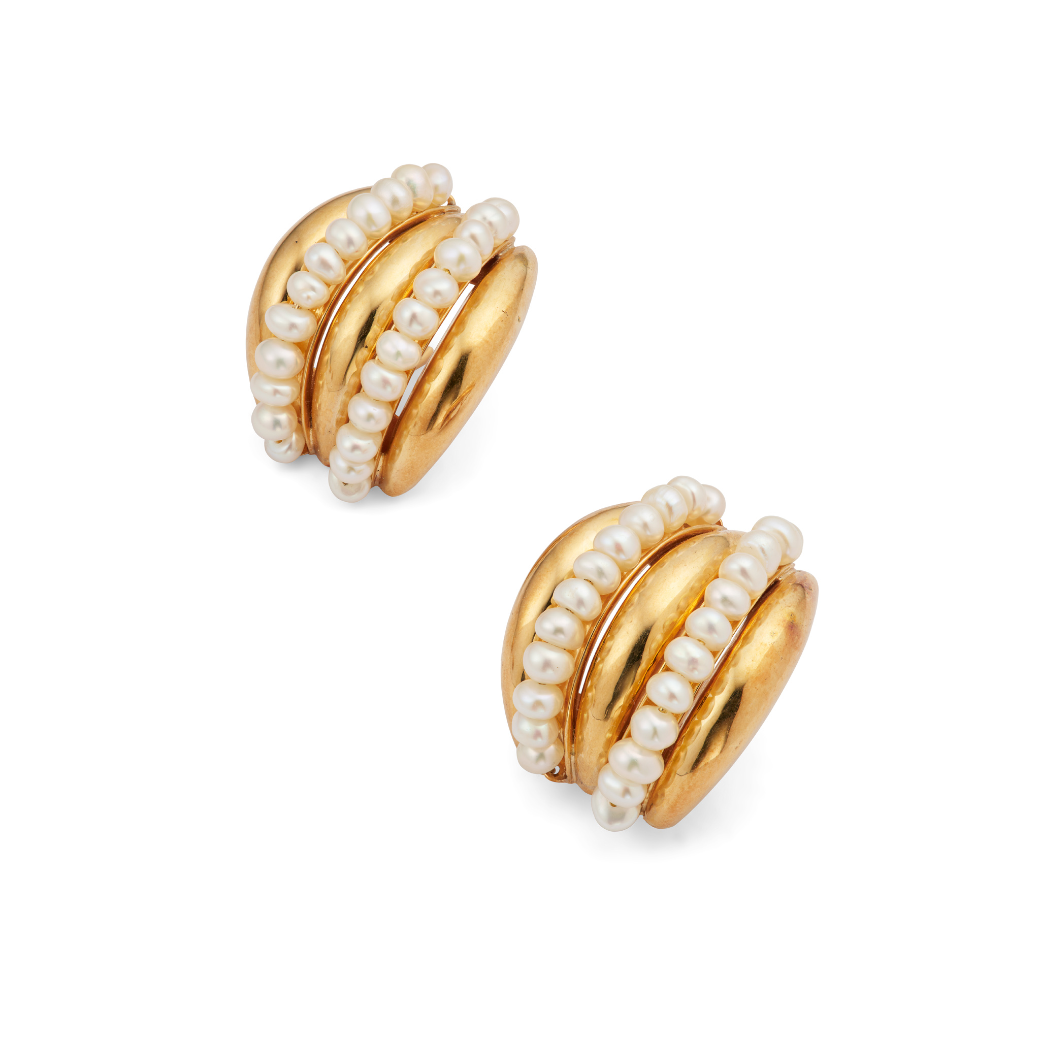 A pair of seed pearl earrings