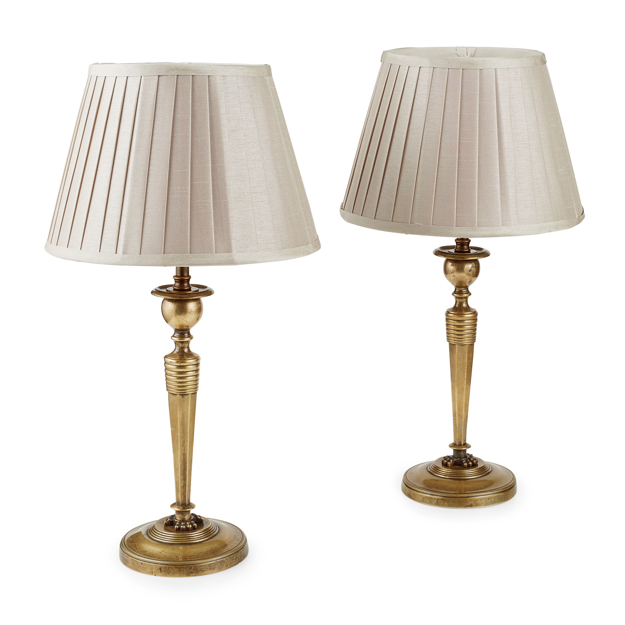 PAIR OF FRENCH BRASS TABLE LAMPS