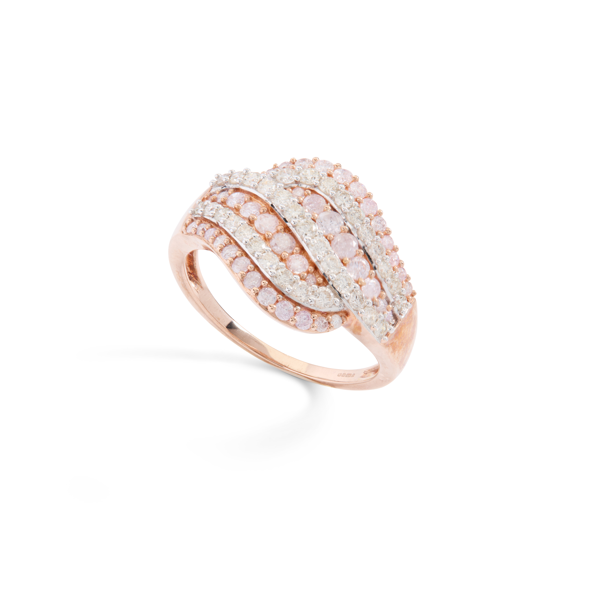 A 9ct gold pink and white diamond ring and another